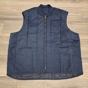 Vtg Cintas Industrial Workwear Navy Blue Puffer Vest Size XXL